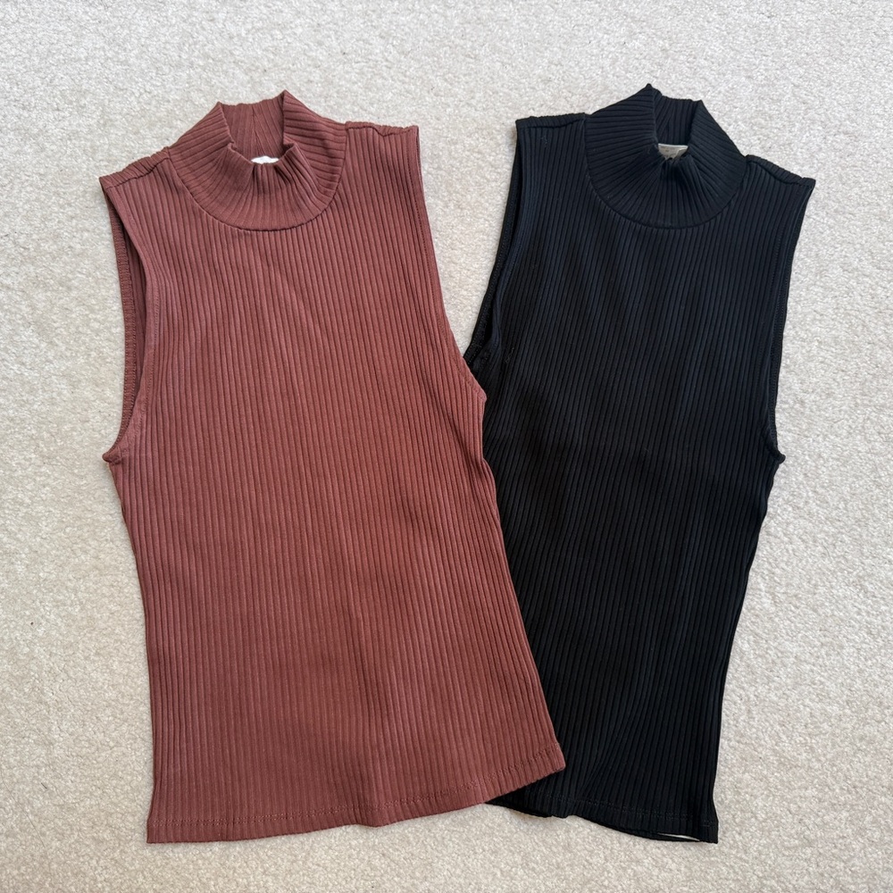 Wilfred Free Sleeveless Ribbed Mock Neck Top